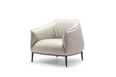 Light Grey Benbow Leisure Chair in Dark Faux Leather with Sanded Black Coated Steel Legs